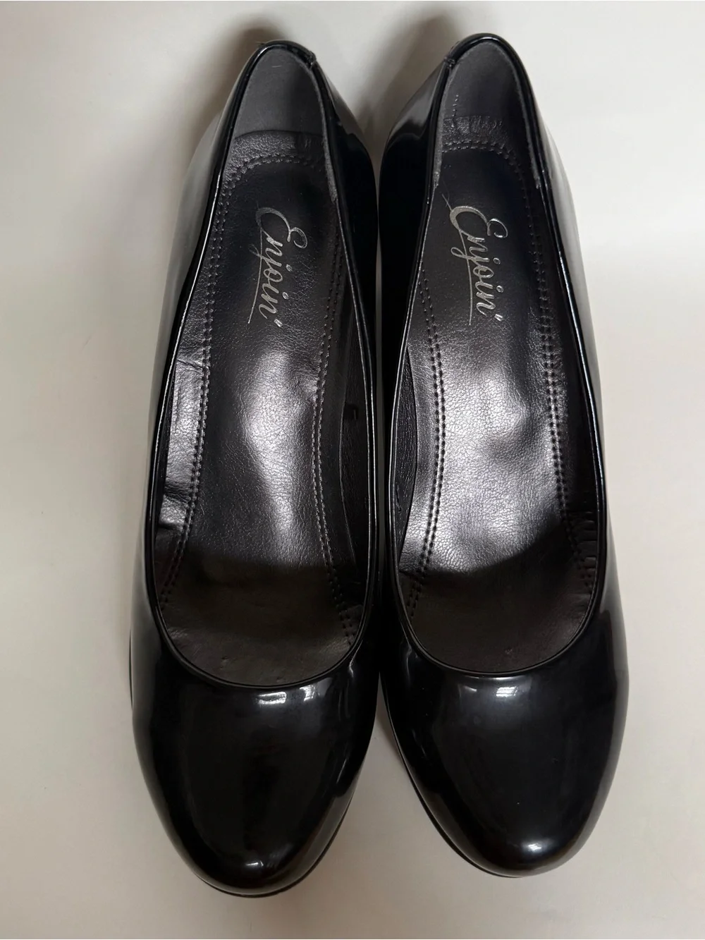 Shiny Chunky Black Heels